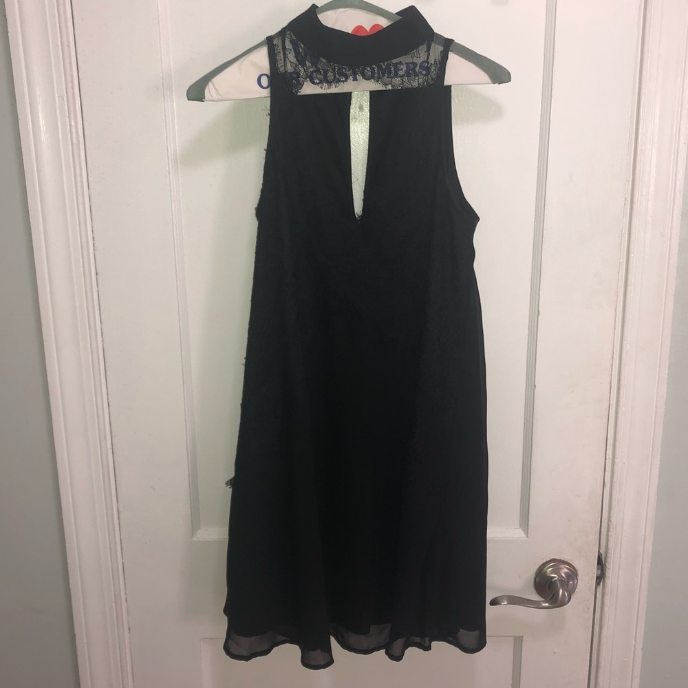 Boohoo black lace dress